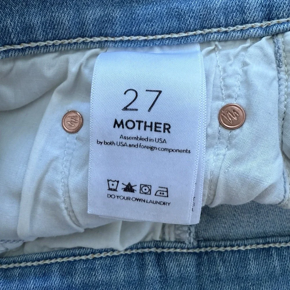 MOTHER The Sacred Mini‎ Fray Skirt Size 27 Written In The Sand Denim Mini Skirt